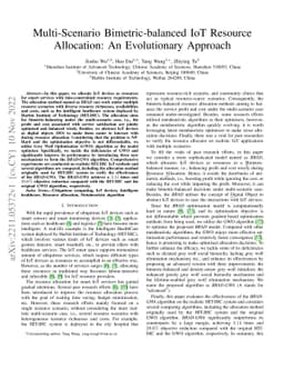 Multi-Scenario Bimetric-Balanced IoT Resource Allocation: An
  Evolutionary Approach