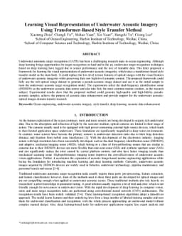 Learning Visual Representation of Underwater Acoustic Imagery Using
  Transformer-Based Style Transfer Method