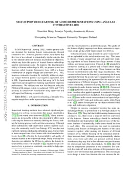Self-supervised learning of audio representations using angular
  contrastive loss