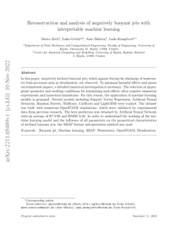 Reconstruction and analysis of negatively buoyant jets with
  interpretable machine learning