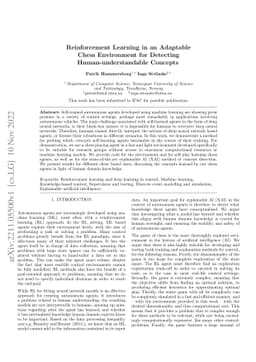 Reinforcement Learning in an Adaptable Chess Environment for Detecting
  Human-understandable Concepts