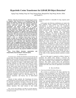 Hyperbolic Cosine Transformer for LiDAR 3D Object Detection