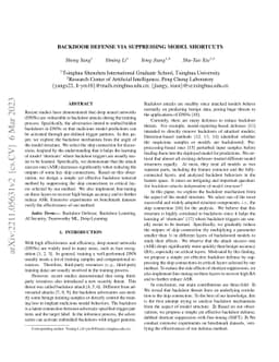 Backdoor Defense via Suppressing Model Shortcuts