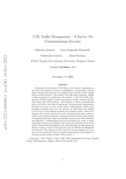 UAV Traffic Management : A Survey On Communication Security