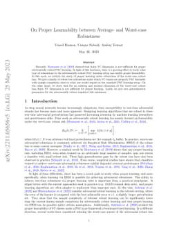 On Proper Learnability between Average- and Worst-case Robustness