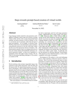 Steps towards prompt-based creation of virtual worlds