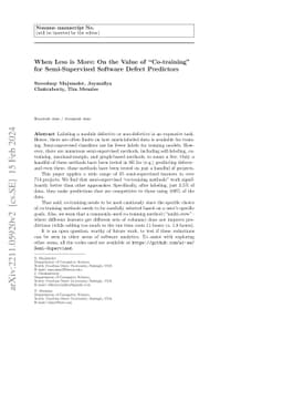 When Less is More: On the Value of "Co-training" for Semi-Supervised
  Software Defect Predictors