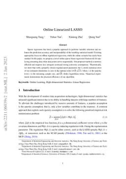 Online Linearized LASSO