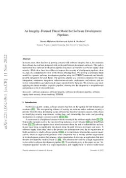An Integrity-Focused Threat Model for Software Development Pipelines