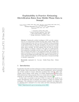 Explainability in Practice: Estimating Electrification Rates from Mobile
  Phone Data in Senegal