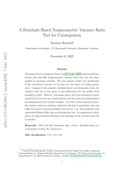 A Residuals-Based Nonparametric Variance Ratio Test for Cointegration