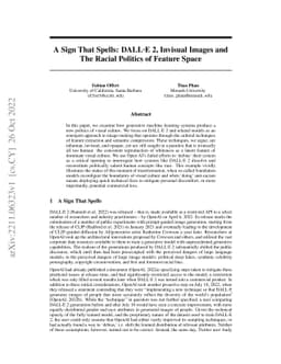 A Sign That Spells: DALL-E 2, Invisual Images and The Racial Politics of
  Feature Space