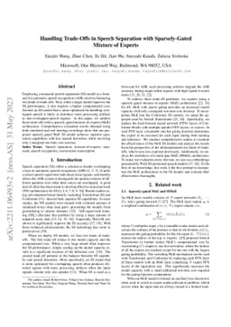 Handling Trade-Offs in Speech Separation with Sparsely-Gated Mixture of
  Experts