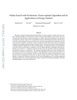 Online Search with Predictions: Pareto-optimal Algorithm and its
  Applications in Energy Markets