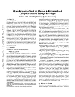 Crowdsourcing Work as Mining: A Decentralized Computation and Storage
  Paradigm