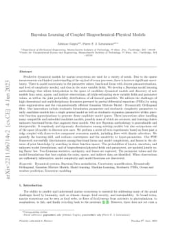 Bayesian Learning of Coupled Biogeochemical-Physical Models