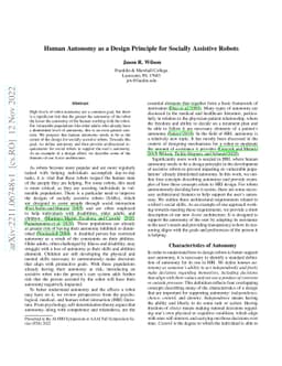 Human Autonomy as a Design Principle for Socially Assistive Robots