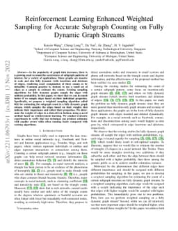 Reinforcement Learning Enhanced Weighted Sampling for Accurate Subgraph
  Counting on Fully Dynamic Graph Streams