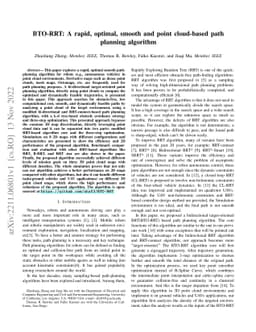 BTO-RRT: A rapid, optimal, smooth and point cloud-based path planning
  algorithm