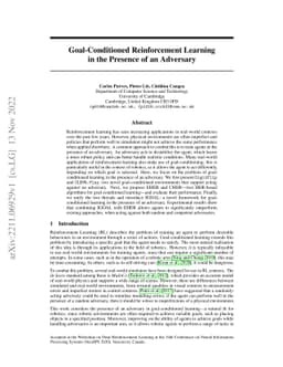Goal-Conditioned Reinforcement Learning in the Presence of an Adversary