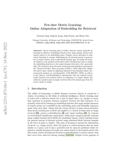 Few-shot Metric Learning: Online Adaptation of Embedding for Retrieval