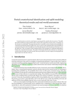 Partial counterfactual identification and uplift modeling: theoretical
  results and real-world assessment