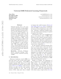 Universal EHR Federated Learning Framework