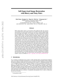Self-Supervised Image Restoration with Blurry and Noisy Pairs