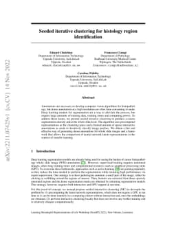 Seeded iterative clustering for histology region identification