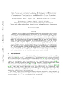 High-Accuracy Machine Learning Techniques for Functional Connectome
  Fingerprinting and Cognitive State Decoding