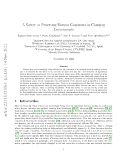 A Survey on Preserving Fairness Guarantees in Changing Environments
