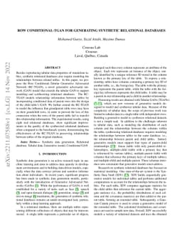 Row Conditional-TGAN for generating synthetic relational databases