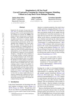 Imagination is All You Need! Curved Contrastive Learning for Abstract
  Sequence Modeling Utilized on Long Short-Term Dialogue Planning