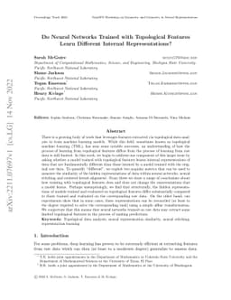 Do Neural Networks Trained with Topological Features Learn Different
  Internal Representations?
