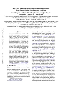 How Long Is Enough? Exploring the Optimal Intervals of Long-Range
  Clinical Note Language Modeling