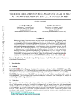 The Birds Need Attention Too: Analysing usage of Self Attention in
  identifying bird calls in soundscapes