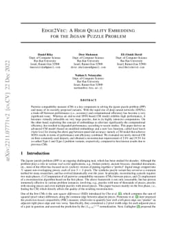 Edge2Vec: A High Quality Embedding for the Jigsaw Puzzle Problem