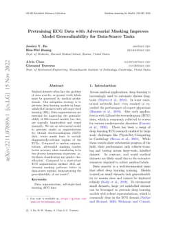 Pretraining ECG Data with Adversarial Masking Improves Model
  Generalizability for Data-Scarce Tasks