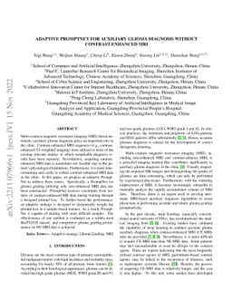Adaptive PromptNet For Auxiliary Glioma Diagnosis without
  Contrast-Enhanced MRI
