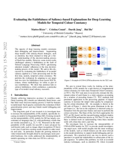Evaluating the Faithfulness of Saliency-based Explanations for Deep
  Learning Models for Temporal Colour Constancy