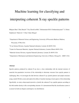 Machine learning for classifying and interpreting coherent X-ray speckle
  patterns