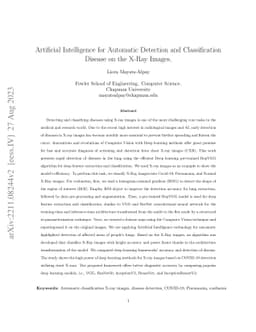 Artificial Intelligence for Automatic Detection and Classification
  Disease on the X-Ray Images