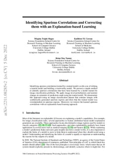 Identifying Spurious Correlations and Correcting them with an
  Explanation-based Learning