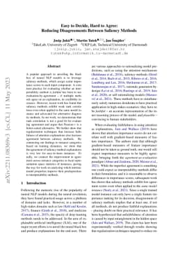 Easy to Decide, Hard to Agree: Reducing Disagreements Between Saliency
  Methods