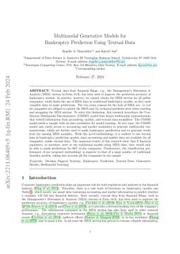 Multimodal Generative Models for Bankruptcy Prediction Using Textual
  Data