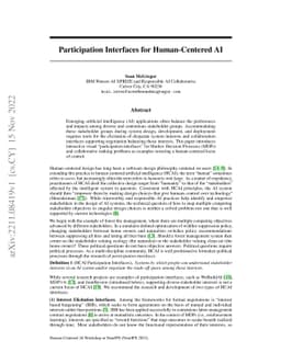 Participation Interfaces for Human-Centered AI