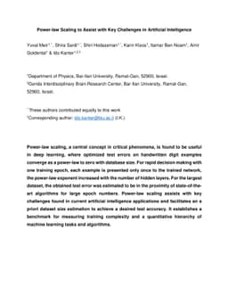 Power-law Scaling to Assist with Key Challenges in Artificial
  Intelligence