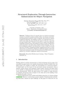 Structured Exploration Through Instruction Enhancement for Object
  Navigation