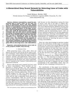 A Hierarchical Deep Neural Network for Detecting Lines of Codes with
  Vulnerabilities