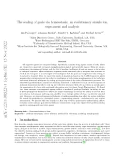 The scaling of goals via homeostasis: an evolutionary simulation,
  experiment and analysis